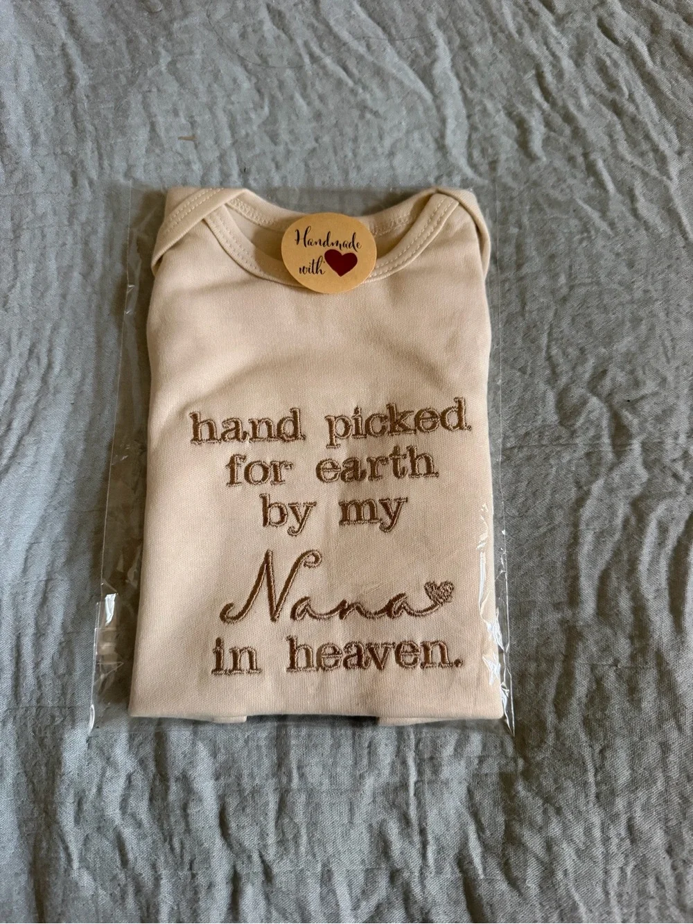 Gerber Cream 'Hand Picked for Earth by My Nana' Baby One-Piece